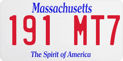 MA license plate 191MT7
