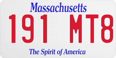MA license plate 191MT8