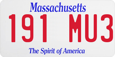 MA license plate 191MU3