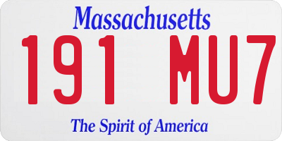 MA license plate 191MU7