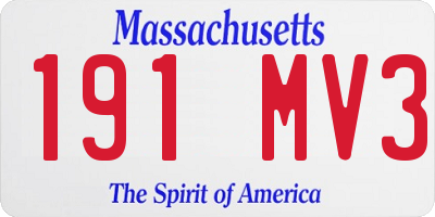 MA license plate 191MV3