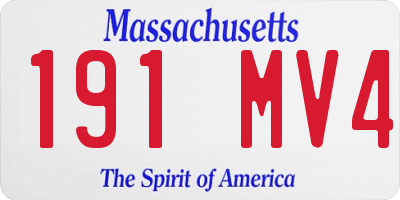 MA license plate 191MV4