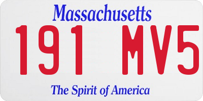 MA license plate 191MV5