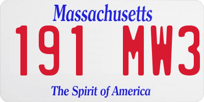 MA license plate 191MW3