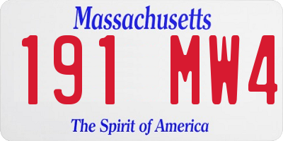 MA license plate 191MW4