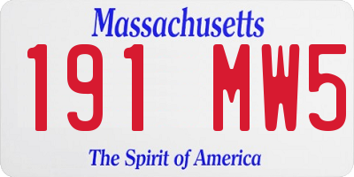 MA license plate 191MW5