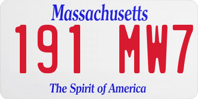 MA license plate 191MW7
