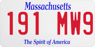 MA license plate 191MW9