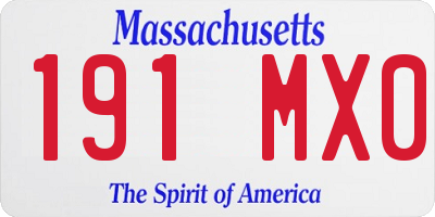 MA license plate 191MX0