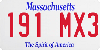 MA license plate 191MX3