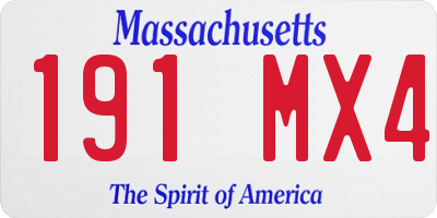 MA license plate 191MX4