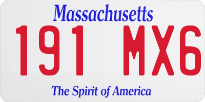 MA license plate 191MX6