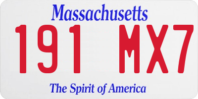 MA license plate 191MX7
