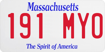 MA license plate 191MY0