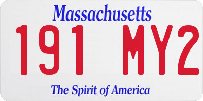 MA license plate 191MY2