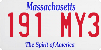 MA license plate 191MY3
