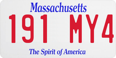 MA license plate 191MY4