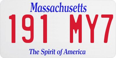 MA license plate 191MY7