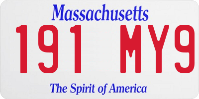 MA license plate 191MY9