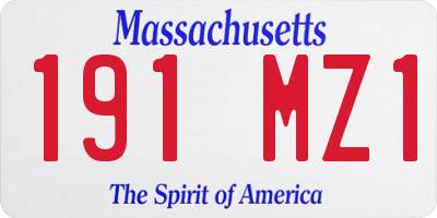 MA license plate 191MZ1
