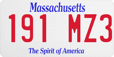 MA license plate 191MZ3