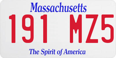 MA license plate 191MZ5