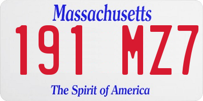 MA license plate 191MZ7