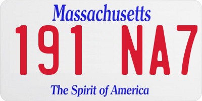 MA license plate 191NA7