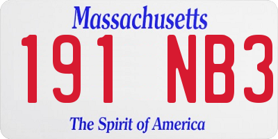 MA license plate 191NB3