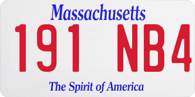 MA license plate 191NB4