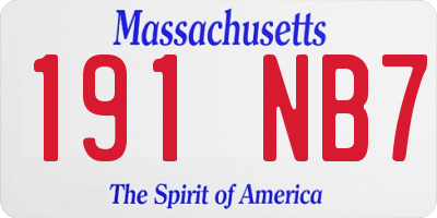 MA license plate 191NB7