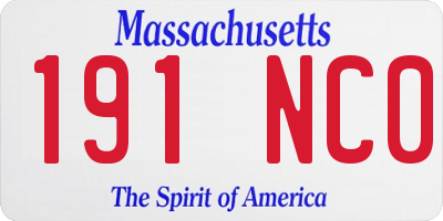 MA license plate 191NC0