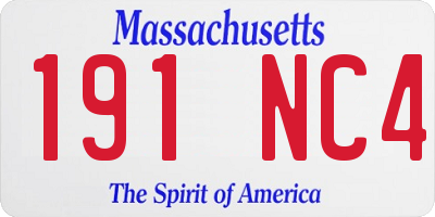 MA license plate 191NC4