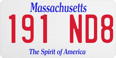 MA license plate 191ND8