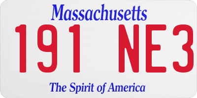 MA license plate 191NE3
