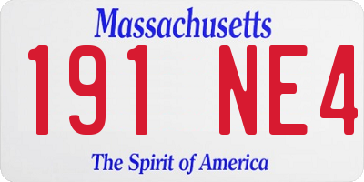 MA license plate 191NE4