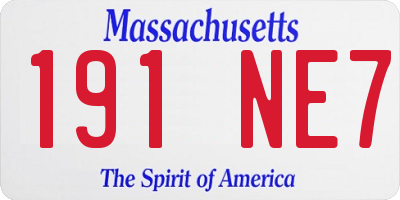 MA license plate 191NE7