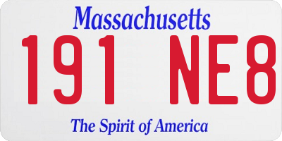 MA license plate 191NE8