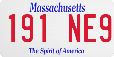 MA license plate 191NE9