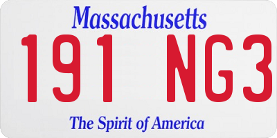 MA license plate 191NG3