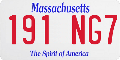 MA license plate 191NG7