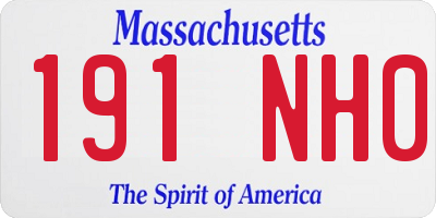 MA license plate 191NH0