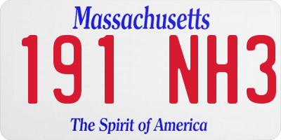 MA license plate 191NH3