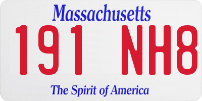 MA license plate 191NH8