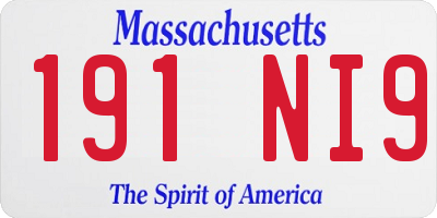 MA license plate 191NI9