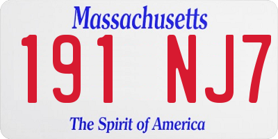 MA license plate 191NJ7