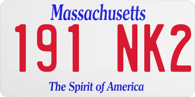 MA license plate 191NK2