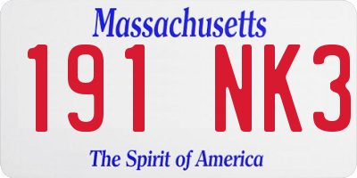 MA license plate 191NK3
