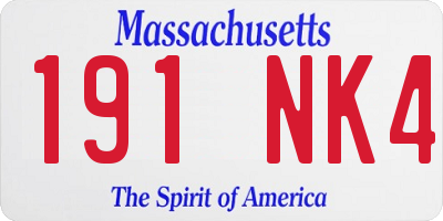 MA license plate 191NK4