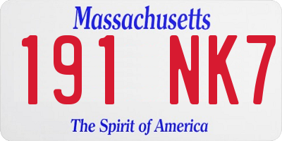 MA license plate 191NK7